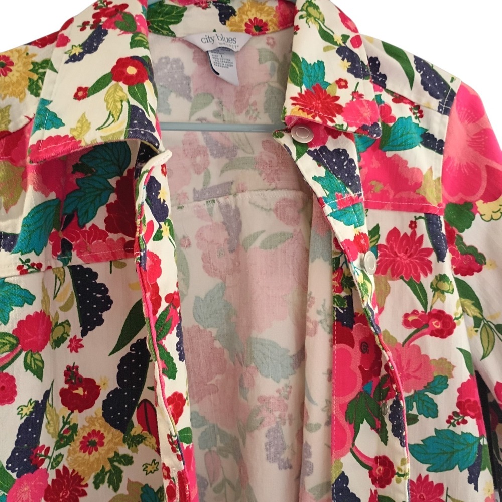 Vintage‎ City Blues By Koret Flower Floral Pattern Jacket Women's Size Large EUC - Picture 3 of 9